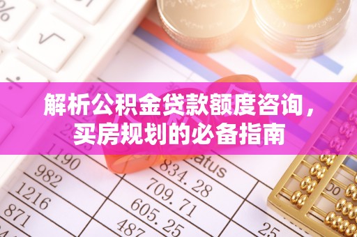 穆棱解析公积金贷款额度咨询，买房规划的必备指南